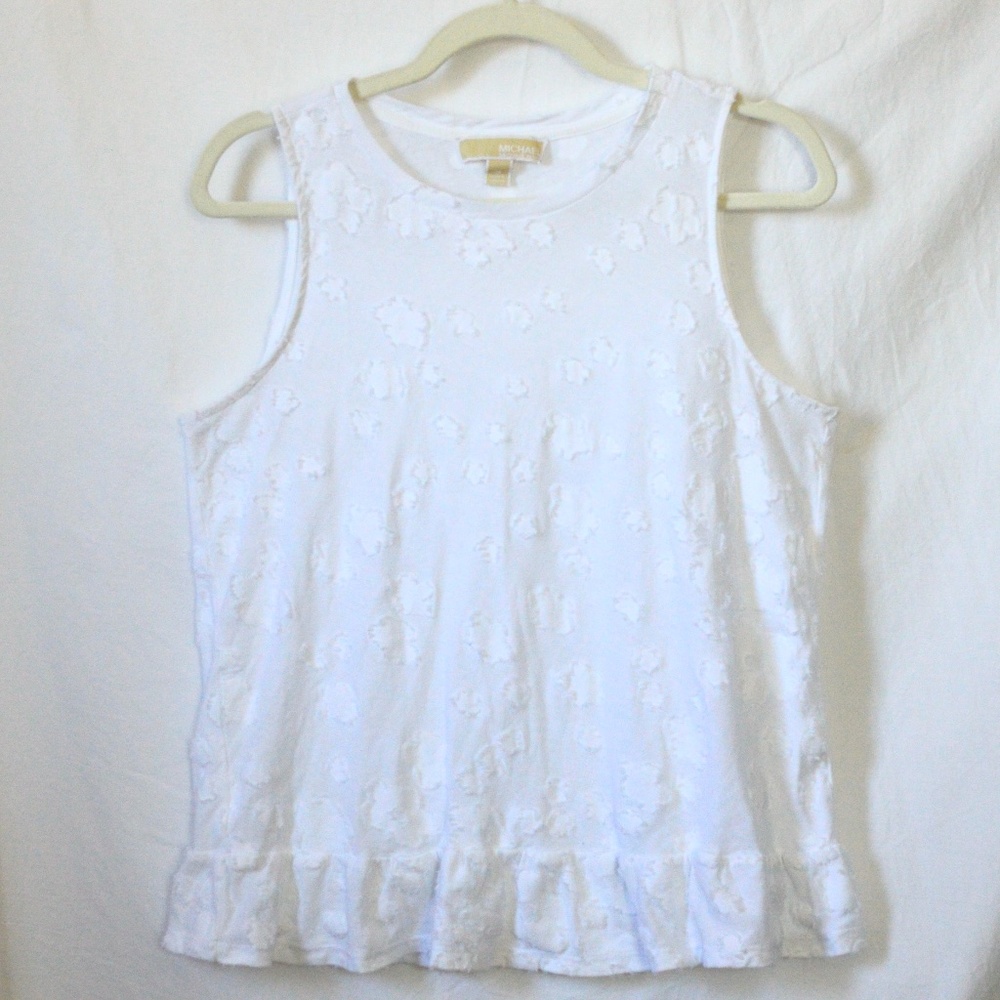 Michael by Michael Kors Sleeveless Peplum Round Neck Floral Tank Top Size M